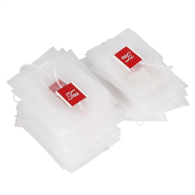 TEA FILTER BAGS WITH DRAWSTRING 100 PIECES EMPTY MESH TEA INFUSER BAGS FOR LOOSE TEA