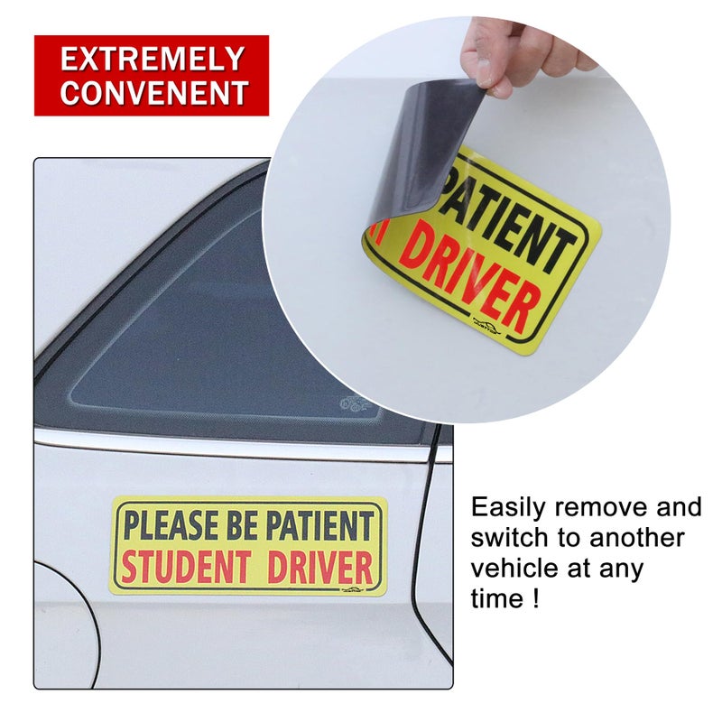JUSTTOP 3pcs Student Driver Magnet for Car, Please Be Patient Student Driver, New Drivers Sticker Safety Warning, Magnetic Reflective Rookie Driver Bumper Sticker (Black&Red) - Image 4