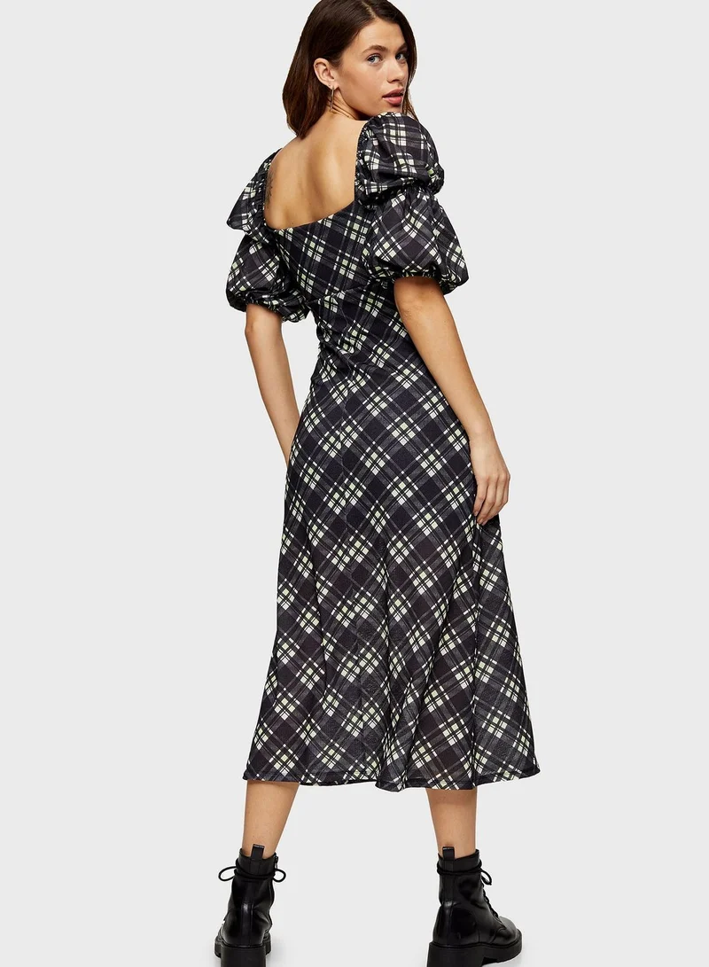 توب شوب Balloon Sleeve Printed Dress