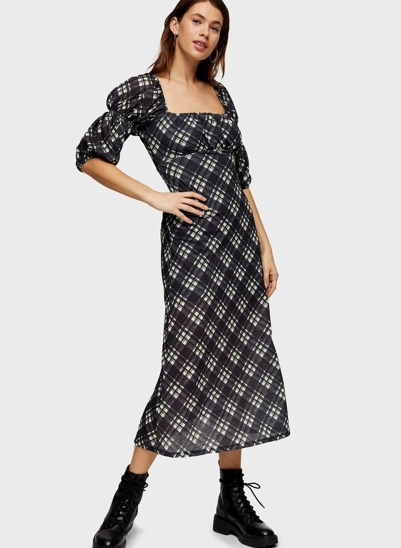 توب شوب Balloon Sleeve Printed Dress