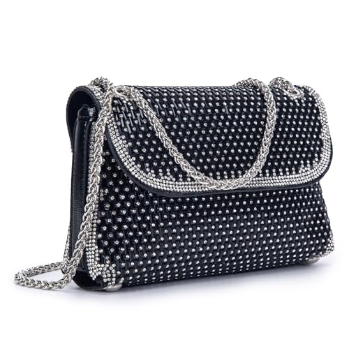 BBTT.ful Shoulder Bags Crossbody Bag Purses Handbags Crystals Rhinestone Evening Bag for Women Clutch Purse with Chain (Style 2 : black) - Image 1