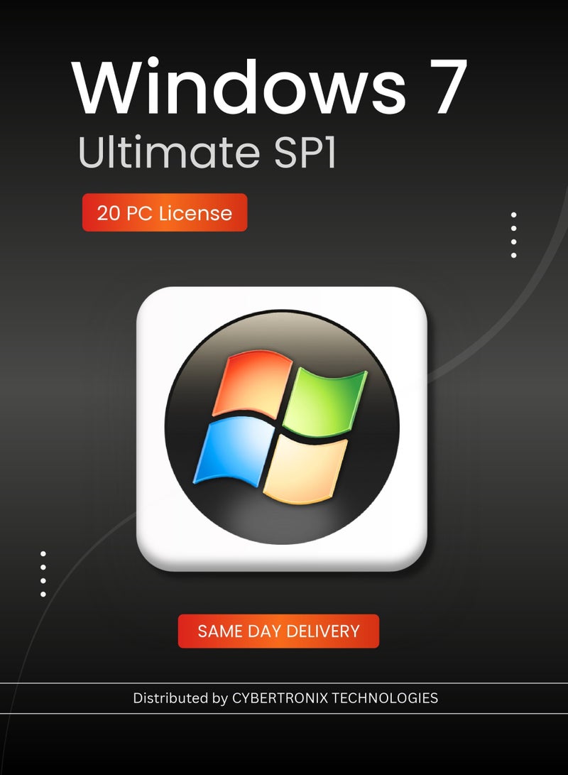 Windows Microsoft Windows 7 Ultimate SP1 | 20 PC License | Digital License | SAME DAY DELIVERY