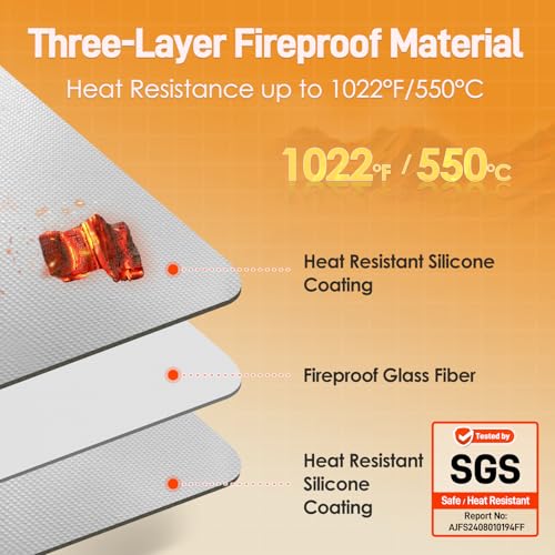 Amerbro 24x36in Heat Resistant Grill Mats for Outdoor Grill to Protect Your Prep Table and Outdoor Grill Table - Fire Proof & Water Proof & Oil Proof BBQ Mat - Grey(1mm) - Image 2