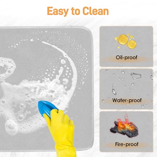 Amerbro 24x36in Heat Resistant Grill Mats for Outdoor Grill to Protect Your Prep Table and Outdoor Grill Table - Fire Proof & Water Proof & Oil Proof BBQ Mat - Grey(1mm) - Image 4