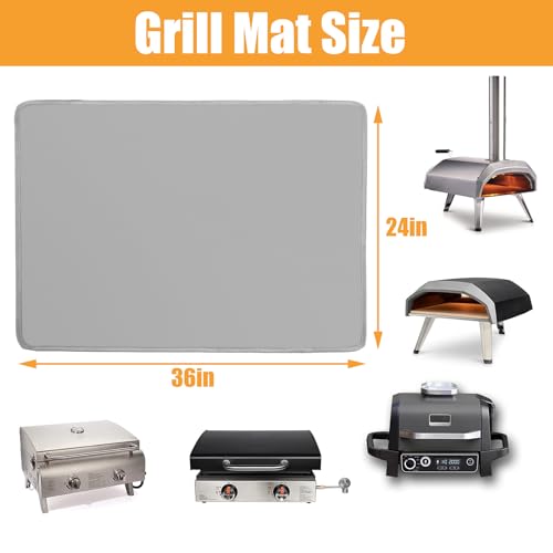 Amerbro 24x36in Heat Resistant Grill Mats for Outdoor Grill to Protect Your Prep Table and Outdoor Grill Table - Fire Proof & Water Proof & Oil Proof BBQ Mat - Grey(1mm) - Image 5