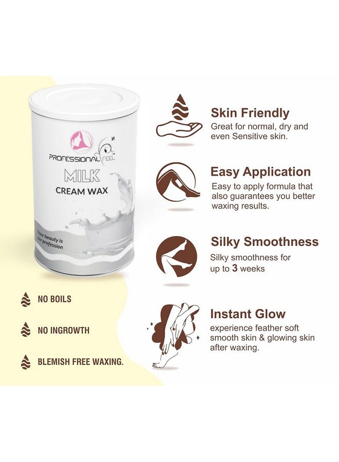 professional feel شمع حليب كريمي احترافي مع شرائح الشمع، شمع قابل للذوبان في الماء للوجه، الشفاه العليا، الذراعين، الساقين، خط البيكيني، الإبطين والجسم بالكامل (800 جرام) - Image 3