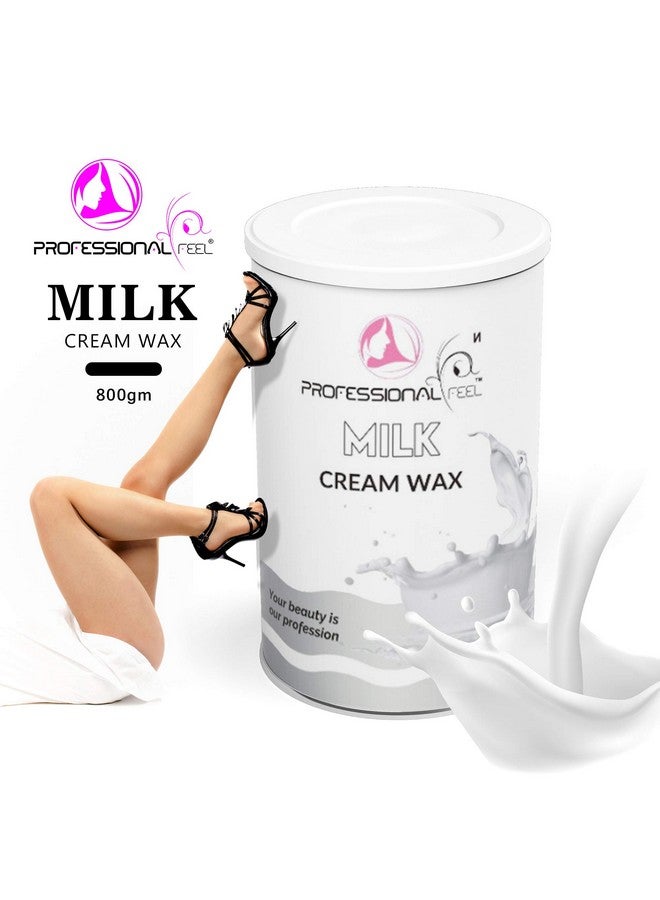 professional feel شمع حليب كريمي احترافي مع شرائح الشمع، شمع قابل للذوبان في الماء للوجه، الشفاه العليا، الذراعين، الساقين، خط البيكيني، الإبطين والجسم بالكامل (800 جرام) - Image 4