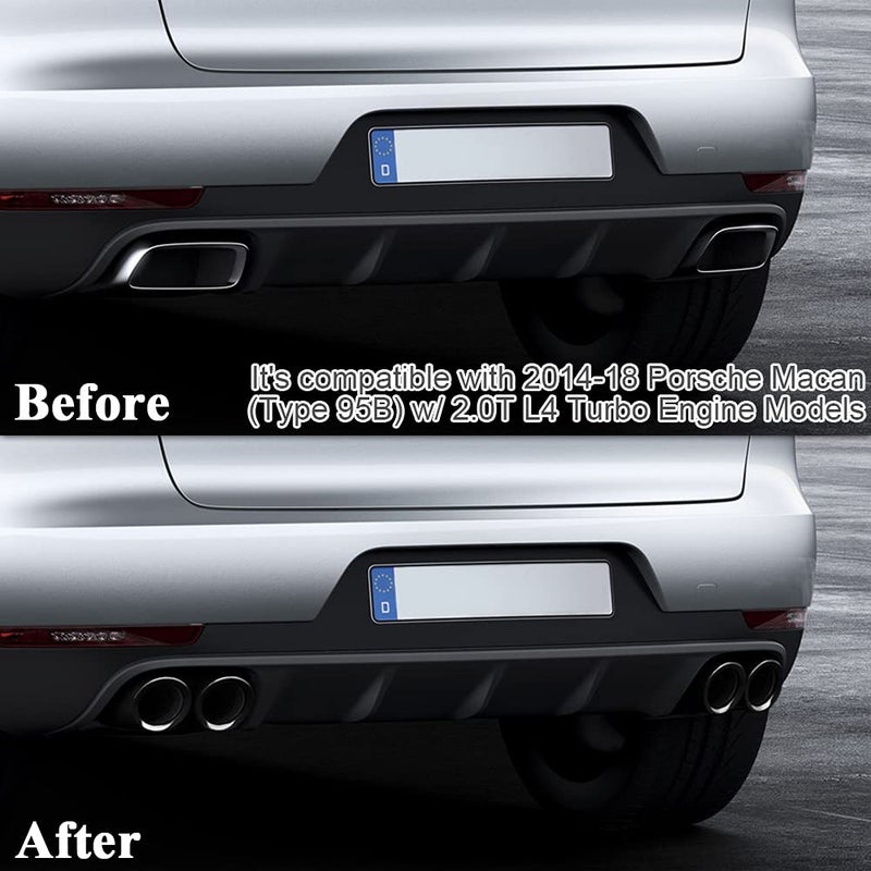 Generic Rolling Gears GTS-Style Gloss Black Exhaust Tips Muffler Pipes Compatible with 2016-2018 Porsche Macan Exhaust Tips Base 2.0T (95B.1)  - Image 2