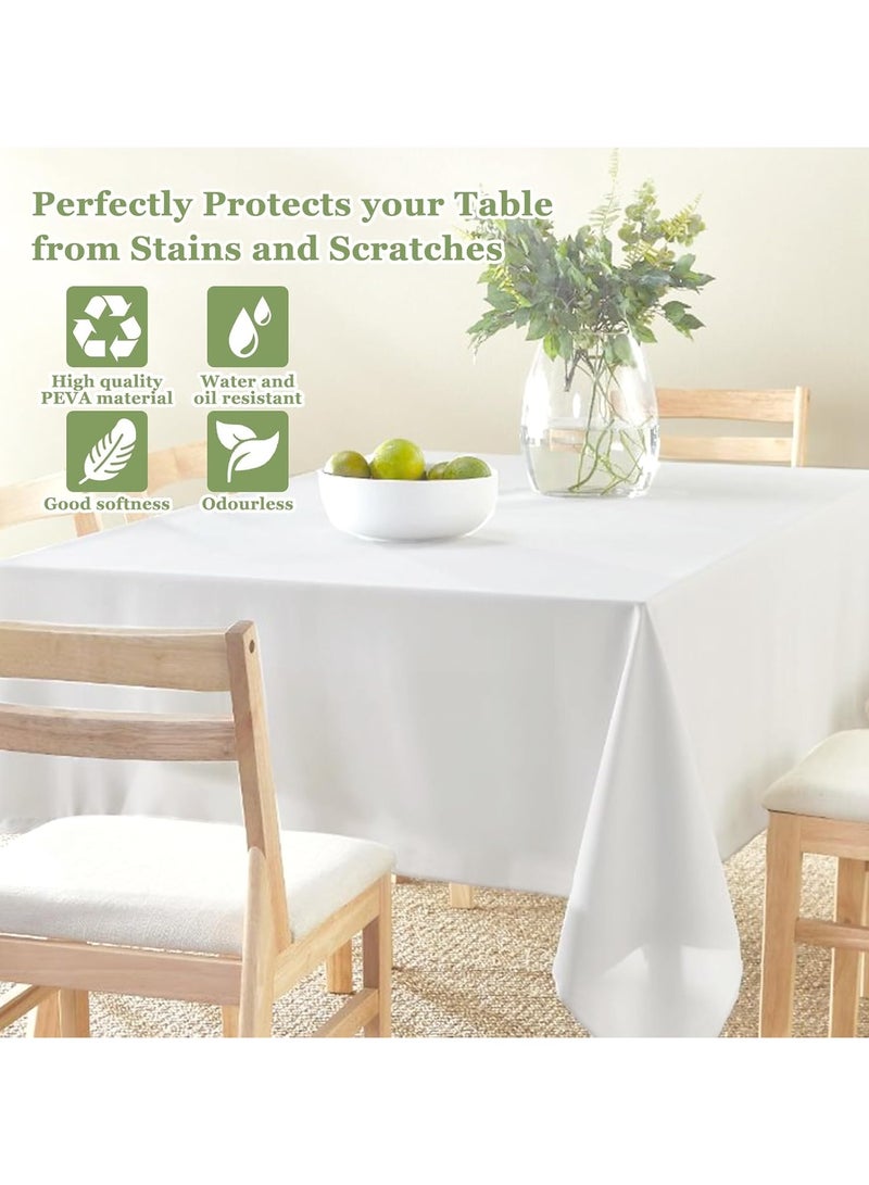 ثمانية فيبيهاوس 4 عبوات مفارش مائدة يمكن التخلص منها مفرش طاوله ابيض, مفرش طاولة مستطيل بلاستيك, غطاء طاولة زخرفي مقاوم للماء للشواء أو الحفلات أو الزفاف أو الاستخدام الداخلي أو الخارجي مفرش طاوله طعام غطاء طاولة طعام - Image 2