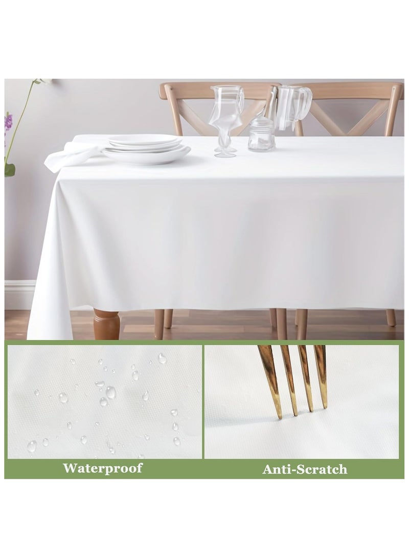 ثمانية فيبيهاوس 4 عبوات مفارش مائدة يمكن التخلص منها مفرش طاوله ابيض, مفرش طاولة مستطيل بلاستيك, غطاء طاولة زخرفي مقاوم للماء للشواء أو الحفلات أو الزفاف أو الاستخدام الداخلي أو الخارجي مفرش طاوله طعام غطاء طاولة طعام - Image 3
