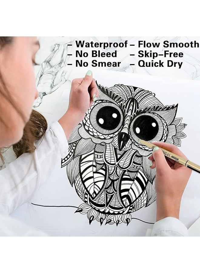 12 قطعة أسود الرسم القلم، السائل ميكرو Fineliner الرسم الفن القلم، مقاومة للماء وسريعة التجفيف ميكرو نقطة رسم القلم للفنان والمانغا، الفن القلم مجموعة للرسم، التقنية والرسم - Image 2