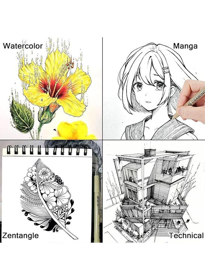 12 قطعة أسود الرسم القلم، السائل ميكرو Fineliner الرسم الفن القلم، مقاومة للماء وسريعة التجفيف ميكرو نقطة رسم القلم للفنان والمانغا، الفن القلم مجموعة للرسم، التقنية والرسم - Image 5