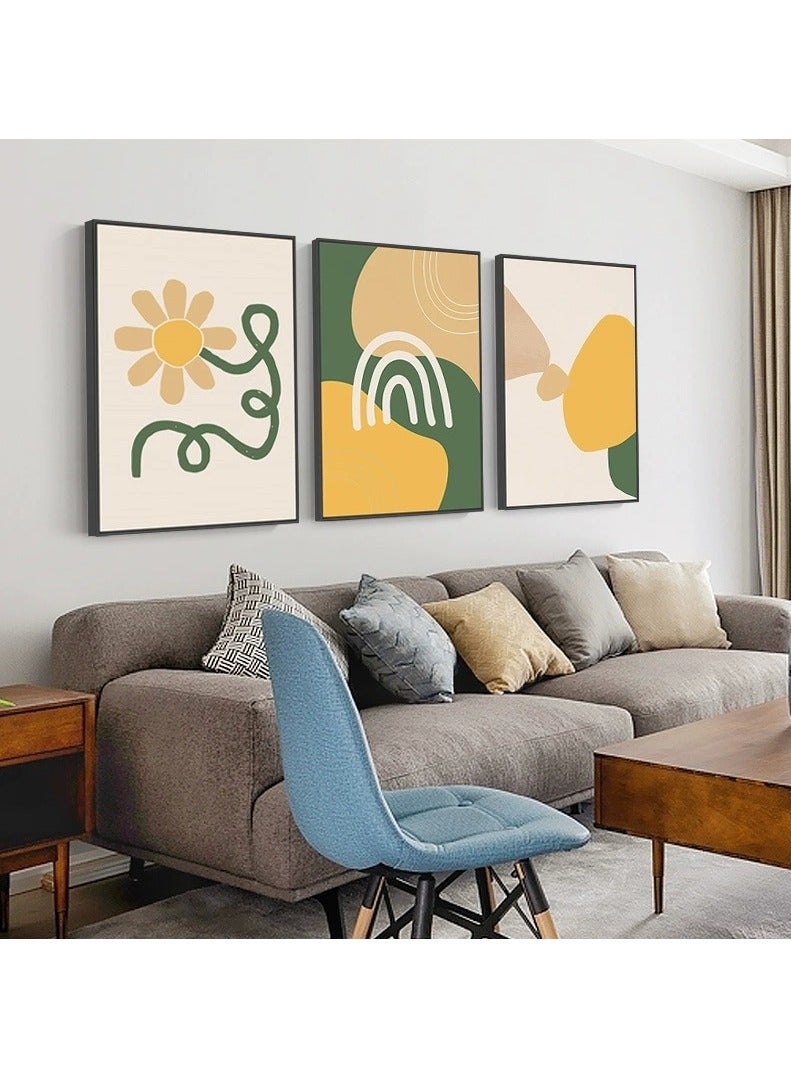 3PCS Wall Art Bright Style Minimalist Decor Modern Abstract Canvas Prints Poster Picture Framed Paintings Decorations