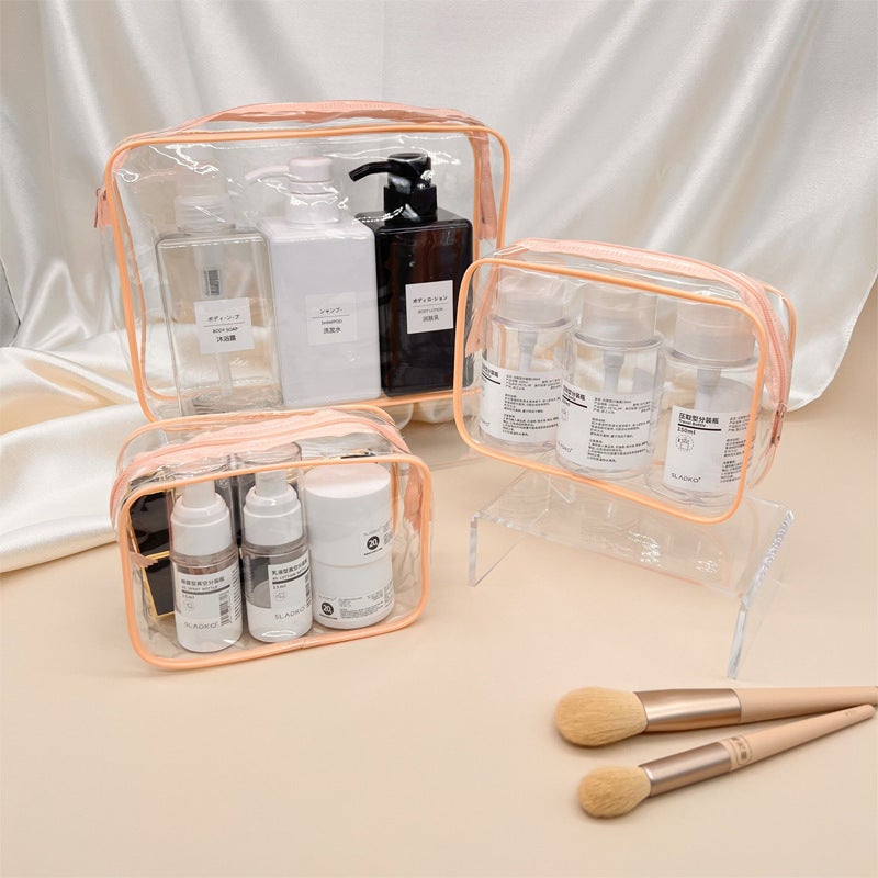 Foreign trade special large capacity PVC wash bag portable easy storage cosmetic bag transparent travel waterproof travel Pink