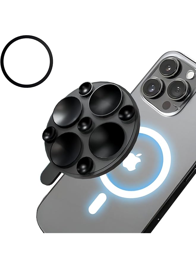 KASTWAVE Magnetic Suction Cup Phone Mount, 20Mm Sticky Phone Grip Holder, Silicone Adhesive Mount For With Metal Ring, Hands-Free For Makeup, Shower, Tiktok, Selfie Video, Black - Image 1