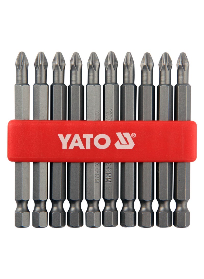 YATO Screwdriver Bits 1/4" PH2x75mm 10pcs/sets YT-0480