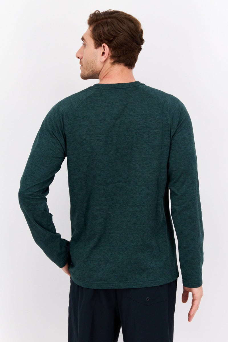 Gaiam Men Sportswear Fit Long Sleeves Heather Outdoors T-Shirt, Pine Grove Green - Image 3