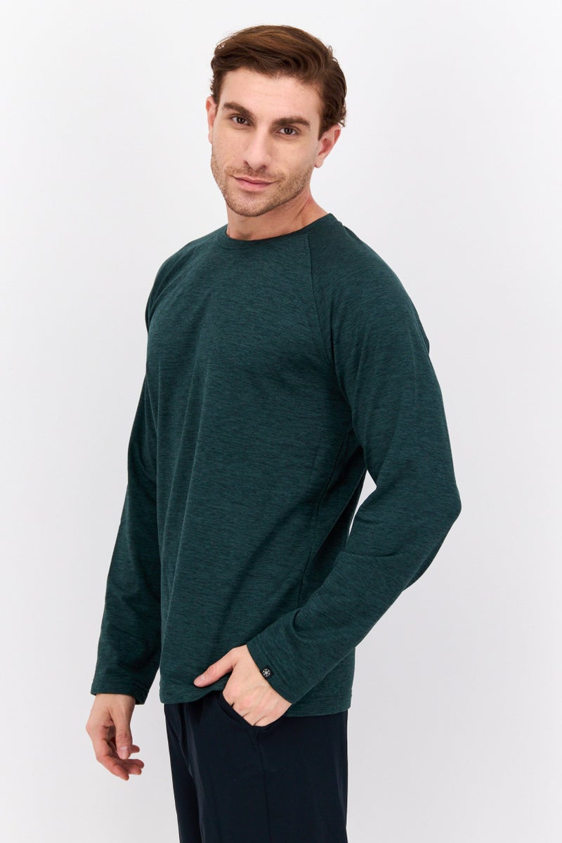 Gaiam Men Sportswear Fit Long Sleeves Heather Outdoors T-Shirt, Pine Grove Green - Image 2