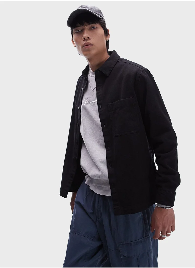 TOPMAN Button Through Twill Overshirt