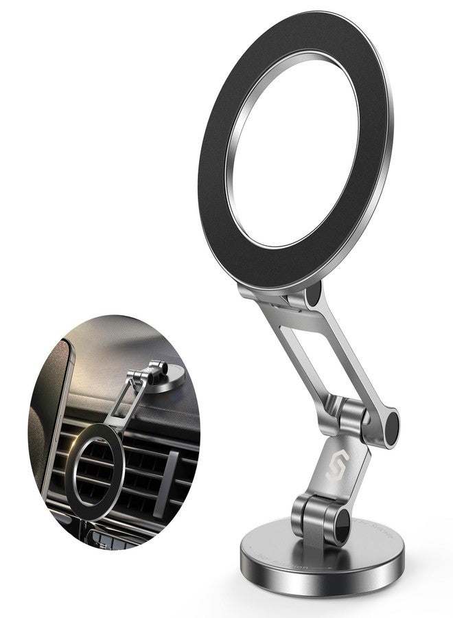 ساينك واير حامل سيارة SYNCWIRE متوافق مع MagSafe، حامل مغناطيسي قابل للطي، دوران 360 درجة، حامل سيارة متنقل MagSafe، هيكل معدني كامل، متوافق مع iPhone 17 Pro Max و16 و15 و14 و13 وجميع الهواتف - Image 1