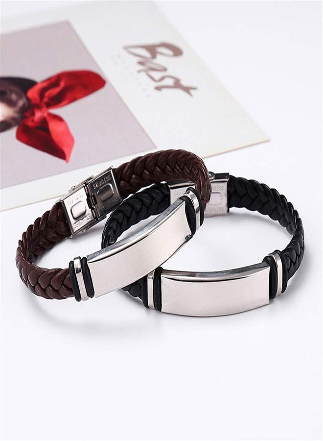 Sunling 2 Pack Dainty Braided Leather WWJD Bracelet for Men Women Inspirational Religious Reminder Jewerly Gift for Him Her - Image 3
