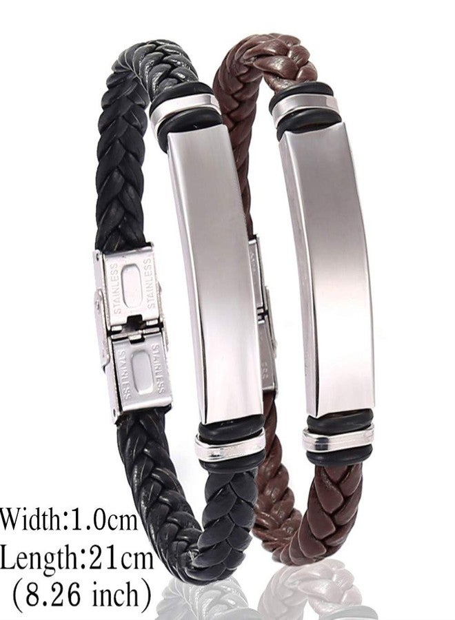 Sunling 2 Pack Dainty Braided Leather WWJD Bracelet for Men Women Inspirational Religious Reminder Jewerly Gift for Him Her - Image 2