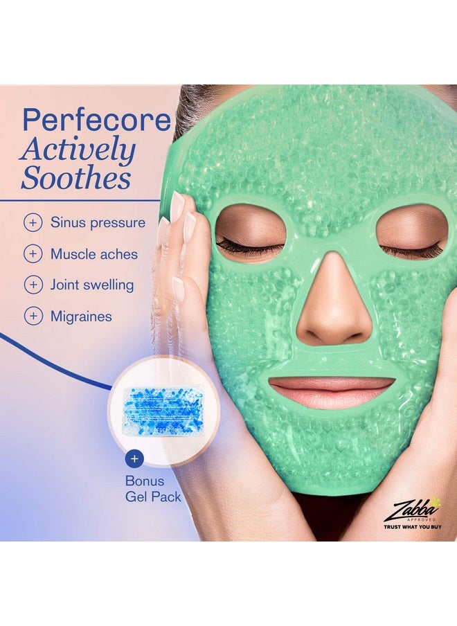 Perfecore Facial Mask Get Rid Of Puffy Eyes Migraine Relief, Sleeping, Travel Therapeutic Hot Cold Compress Pack Gel Beads, Spa Therapy Wrap For Sinus Face Puffiness Headaches Gel Mask  - Image 2