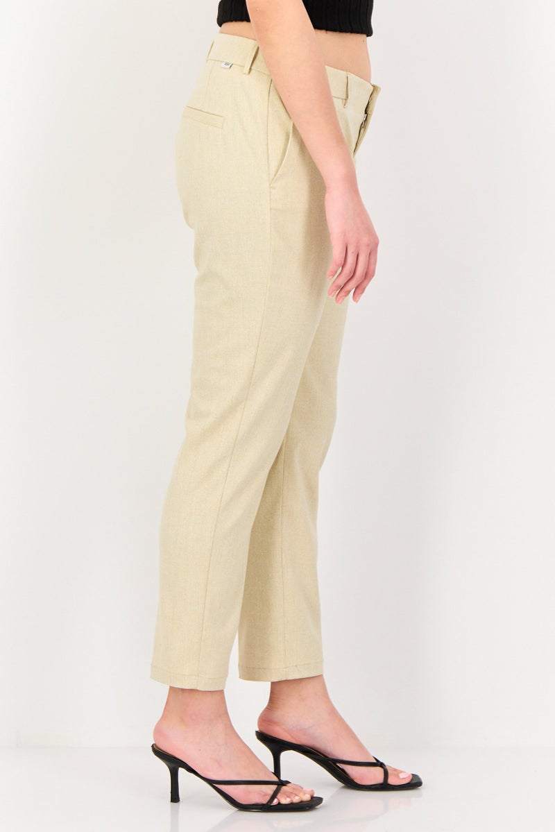Reiko Women Regular Fit Heather Chino Pants, Beige - Image 2