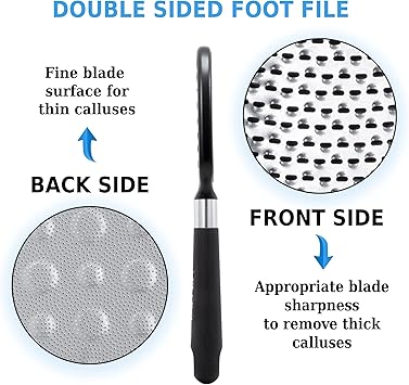Rikans Foot File Foot Rasp Callus Remover Dead Skin Remover Double Sided Foot Scrubber Foot Care Pedicure Tool to Remove Hard Skin Can Be Used Wet or Dry Skin Surgical Grade Stainless Steel File - Image 4