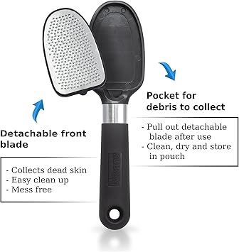Rikans Foot File Foot Rasp Callus Remover Dead Skin Remover Double Sided Foot Scrubber Foot Care Pedicure Tool to Remove Hard Skin Can Be Used Wet or Dry Skin Surgical Grade Stainless Steel File - Image 3