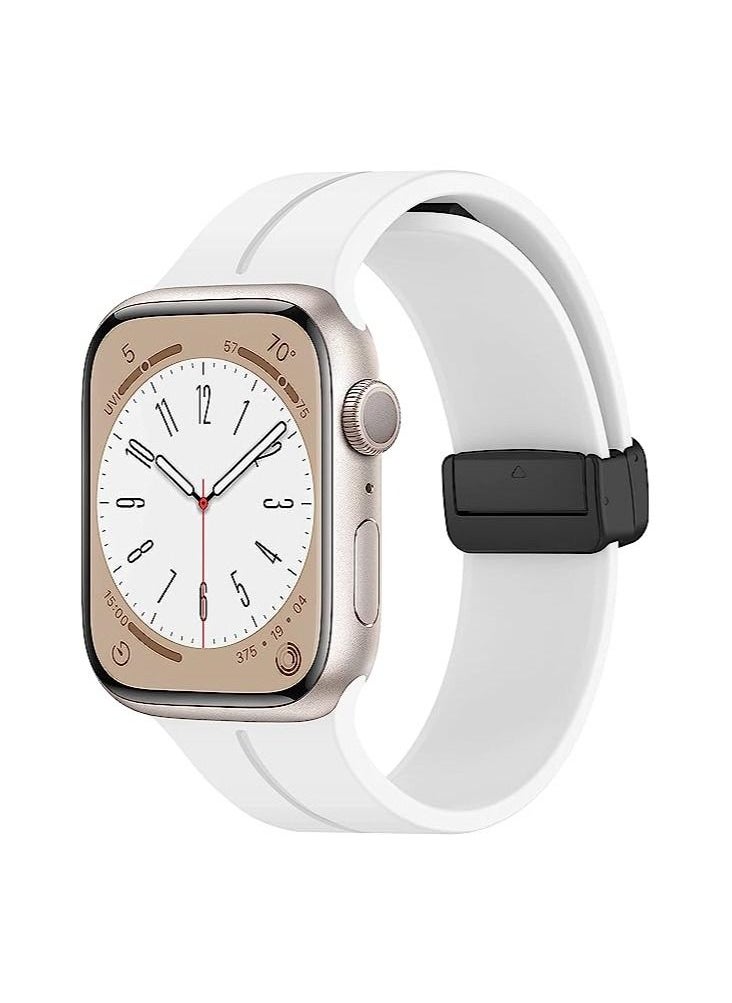 Risen - Apple Watch Band  42/44/45/49mm Women men,Sport Silicone Strap+Magnetic D-Buckle Replacement WristBands for Apple Watch Series 8/ultra/7/SE/6/5/4/3/2/1,iWatch Bands - Image 1