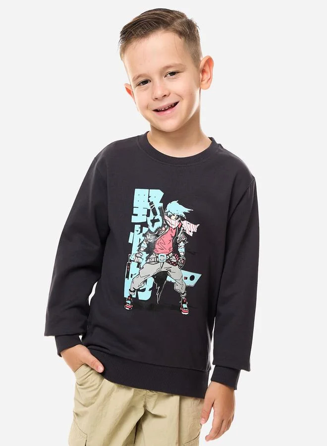 victor and jane victor and jane Anime Graphic Print Round Neck Sweatshirt