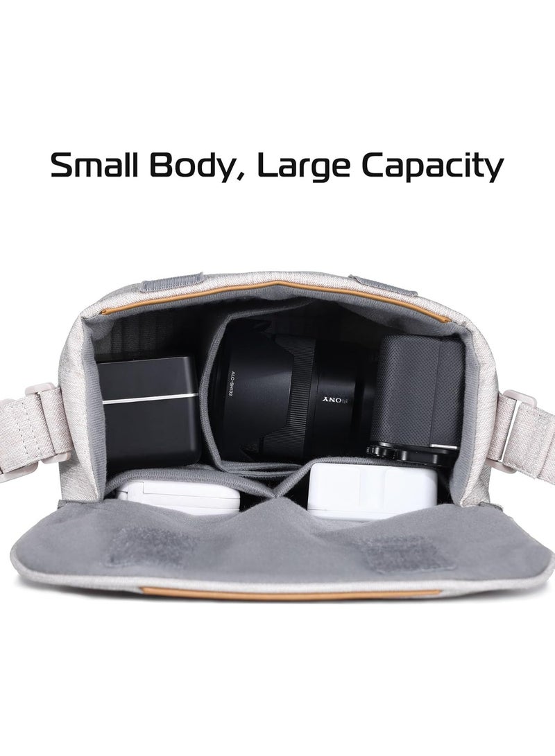 ULANZI 3L Camera Bag, Beige Gray, 9.1x4.3x7.1in, Professional SLR/DSLR Crossbody Shoulder Case for Sony Canon Nikon Mirrorless Cameras, Splash-Proof Polyester Lightweight 235g - Image 4