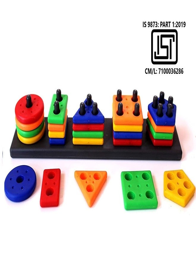 ADKD Geometric Board Blocks Sorting and Stacking Education Shapes and Colour Recognition Toys for Kids-Multicolor (Geo Block 1) - Image 3