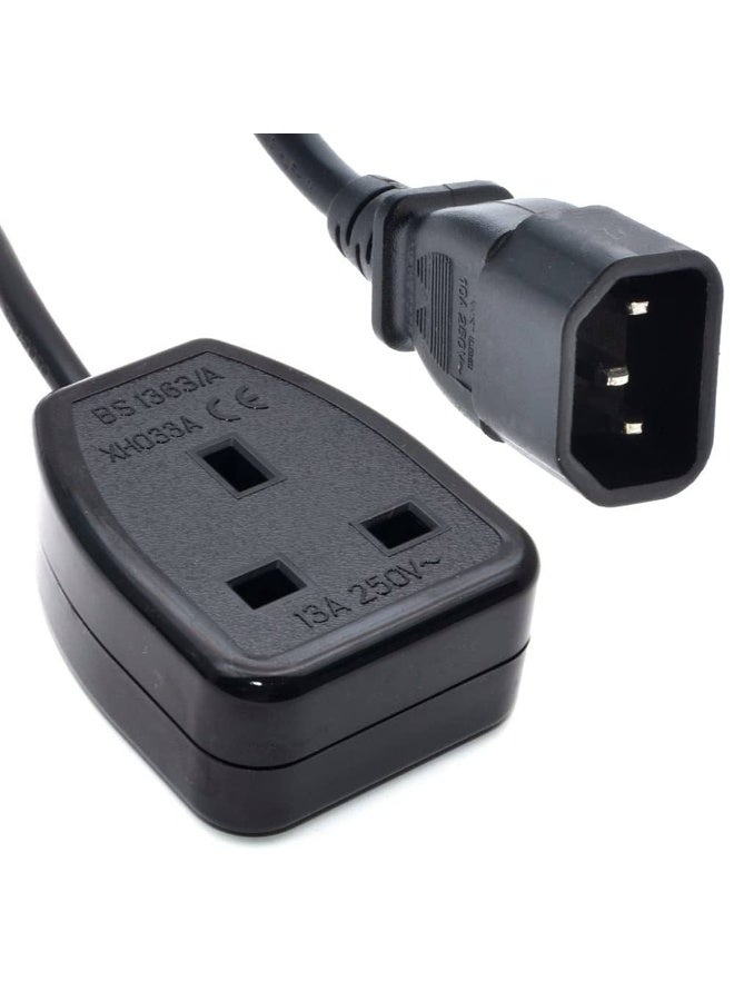 0.3m UK Power Adaptor C14 Male Plug to UK 3Pin Female Socket 13A 1 pcs - Image 2