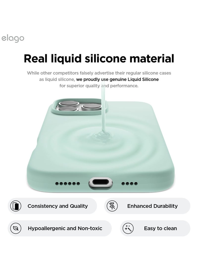 Elago Liquid Silicone for iPhone 16 Pro MAX Case Cover Full Body Protection, Shockproof, Slim, Anti-Scratch Soft Microfiber Lining - Mint - Image 3