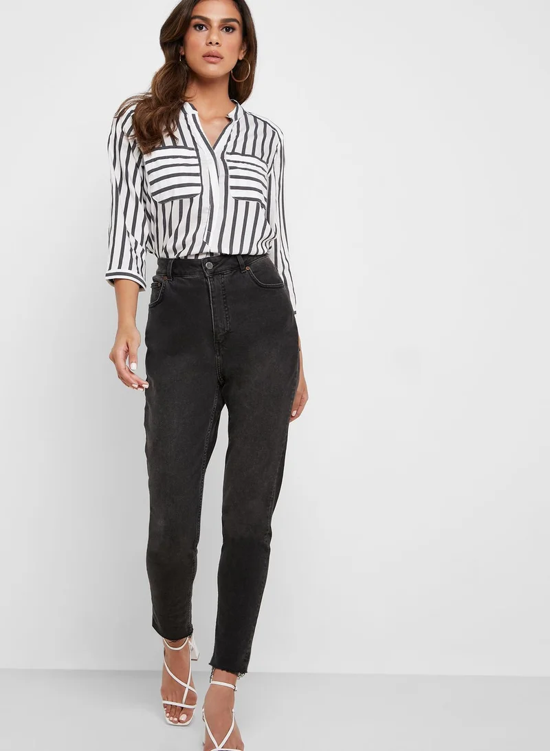 VERO MODA Pocket Detail Striped High Low Top