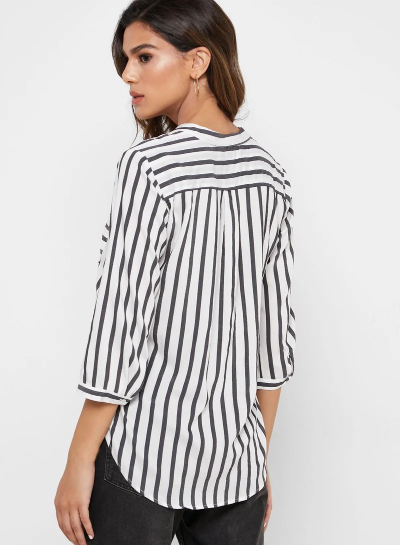 VERO MODA Pocket Detail Striped High Low Top