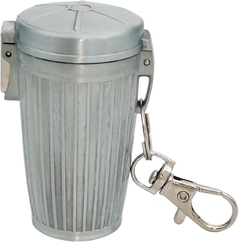 Silver Portable Ashtray With Lid Metal Mini Pocket Cigarette Storage Box Keychain - Image 1