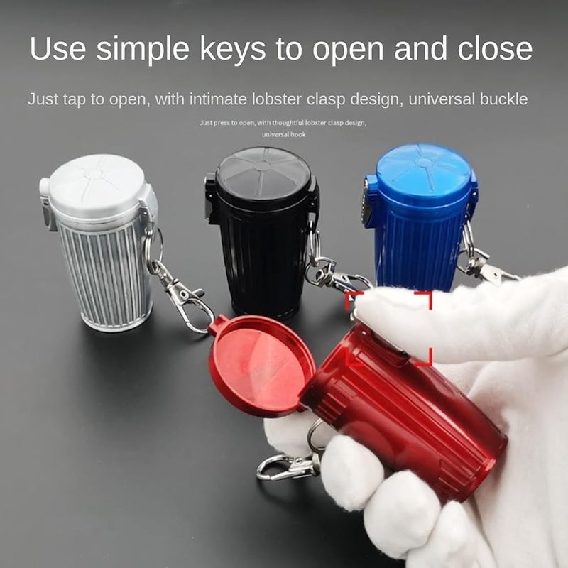 Silver Portable Ashtray With Lid Metal Mini Pocket Cigarette Storage Box Keychain - Image 3