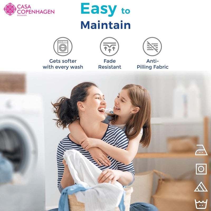 CASA COPENHAGEN® Luxuria 5Pcs Splitking Sheet Set- Designed in Denmark, 100% AirCool Cotton Bed Sheets, Includes 1 Flat Sheet, 2 Deep Pocket Fitted Sheet & 2 Pillowcase Set of 5- Bright White - Image 5