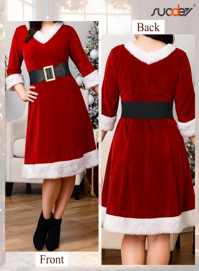 سوزدي حزام SUOSDEY أسود مطاطي عريض للنساء، مناسب للفساتين، عرضه 3 بوصات، حزام سانتا مطاطي لزي الهالوين - Image 2