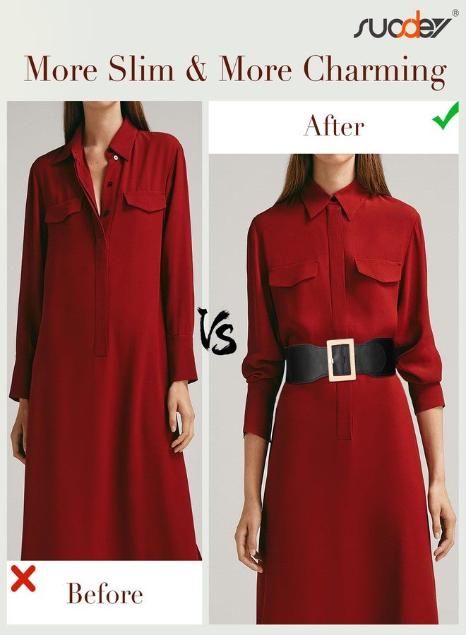 سوزدي حزام SUOSDEY أسود مطاطي عريض للنساء، مناسب للفساتين، عرضه 3 بوصات، حزام سانتا مطاطي لزي الهالوين - Image 4