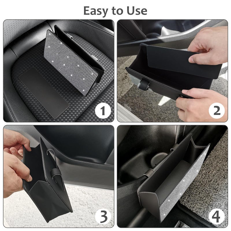 Accmor Bling Car Trash Can, Foldable Vehicle Trash Bin Dustbin Garbage Organizer Storage, Sparkling Crystal Rhinestone Trash Bags Holder Container with 30pcs Garbage Bag Car Accessories for Auto, SUV - Image 4
