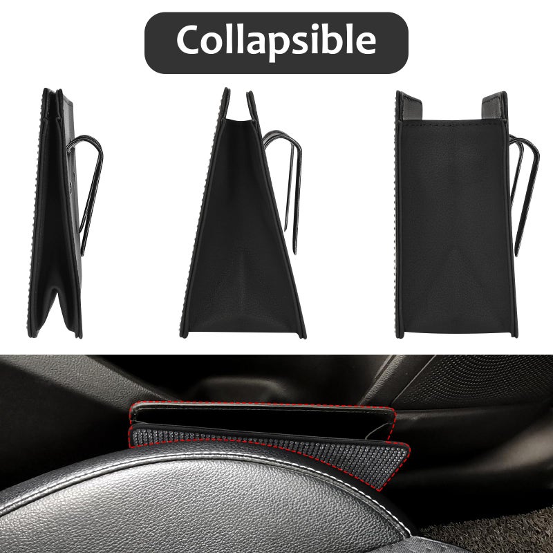 Accmor Bling Car Trash Can, Foldable Vehicle Trash Bin Dustbin Garbage Organizer Storage, Sparkling Crystal Rhinestone Trash Bags Holder Container with 30pcs Garbage Bag Car Accessories for Auto, SUV - Image 3