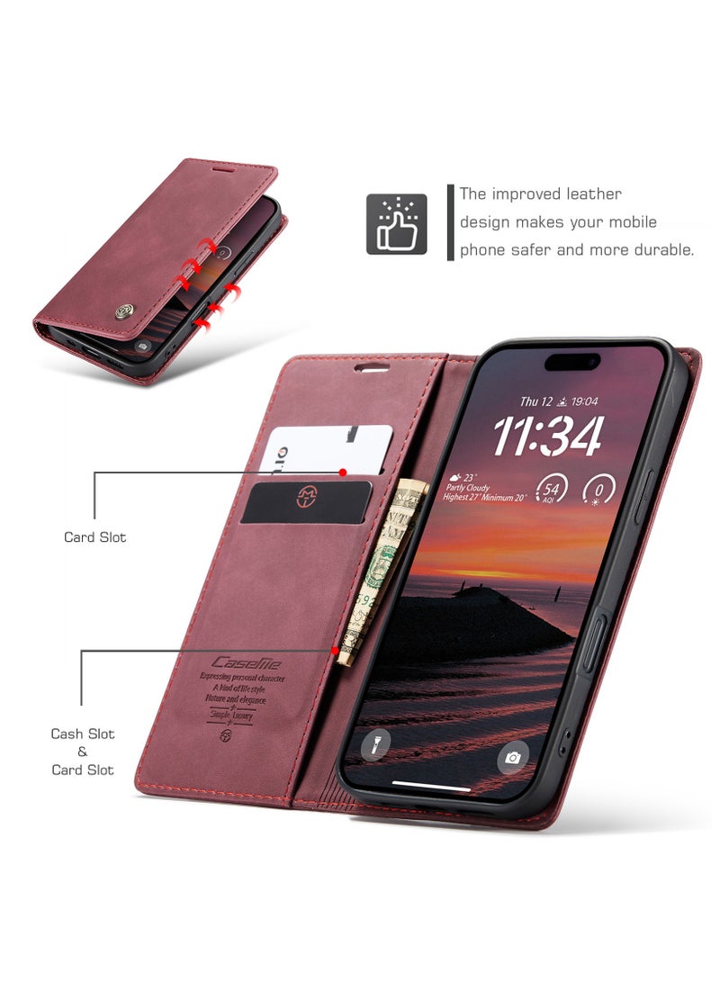 كيس مي جراب موبايل من الجلد الصناعي الفاخر  013 وحامل للكروت و البطاقات متوافق مع IPhone 17 Pro Max  (نبيتي) - Image 3