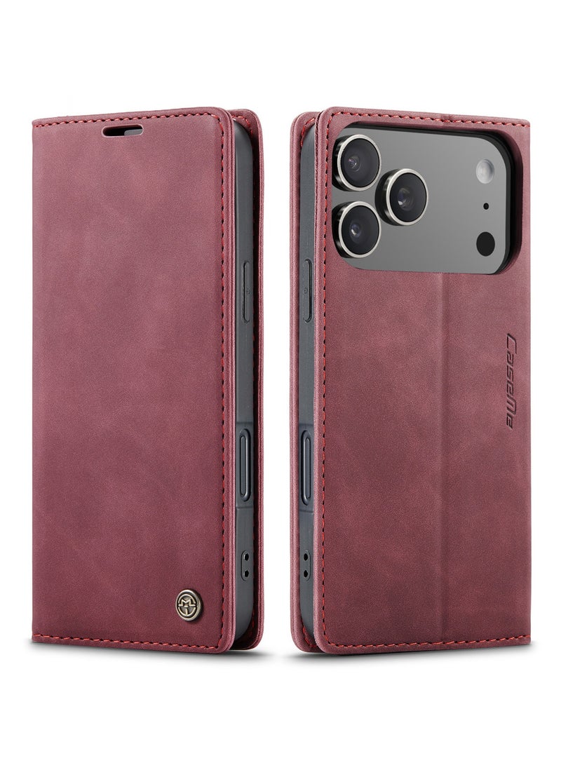 كيس مي جراب موبايل من الجلد الصناعي الفاخر  013 وحامل للكروت و البطاقات متوافق مع IPhone 17 Pro Max  (نبيتي) - Image 1