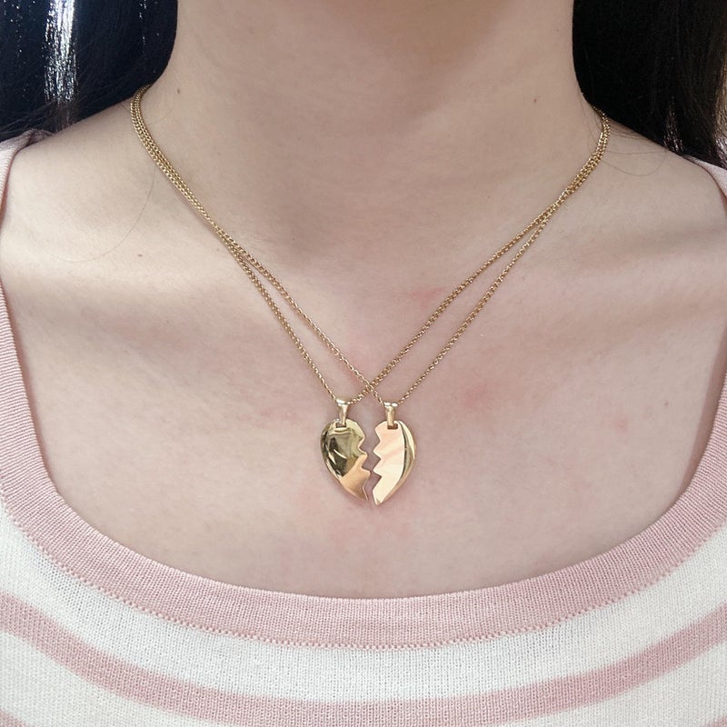 Cykdohy Broken Heart Pendant Couple Necklace for Women Men Best Friend Necklaces for 2 Matching Split Love Hearts BFF Forever Friendship Adjustable Chain Set Jewelry Boyfriend Girlfriend - Image 5