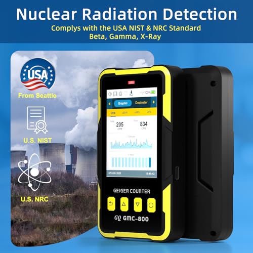 GQ Nuclear Radiation Detector GQ GMC-800 Geiger Counter USA Design Product US National Standard Large Color LCD Display 5 Alarm Types Dosimeter Data Save & Global Share Beta Gamma X-ray Portable Device - Image 3