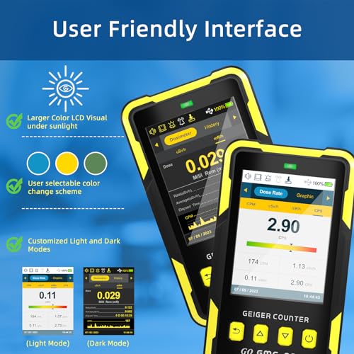 GQ Nuclear Radiation Detector GQ GMC-800 Geiger Counter USA Design Product US National Standard Large Color LCD Display 5 Alarm Types Dosimeter Data Save & Global Share Beta Gamma X-ray Portable Device - Image 5